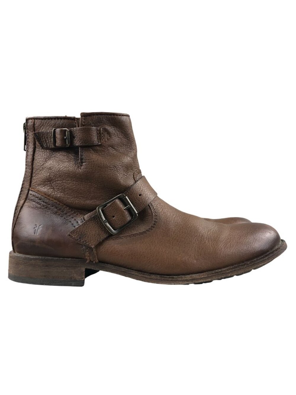 Frye Women's Size 11B Tyler Engineer Brown Leather Back Zip Ankle Booties Boots